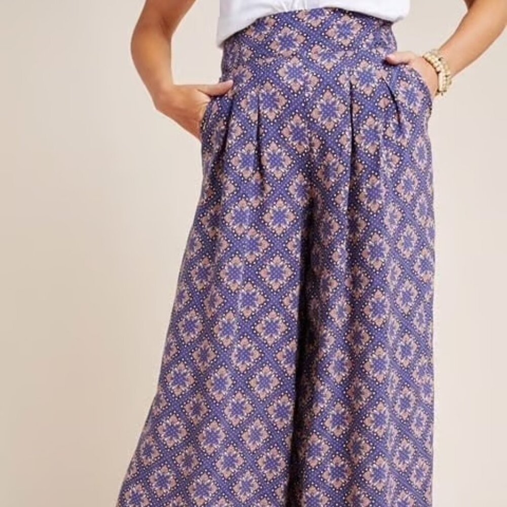 Maeve by Anthropologie Wide Leg Patterned Pants